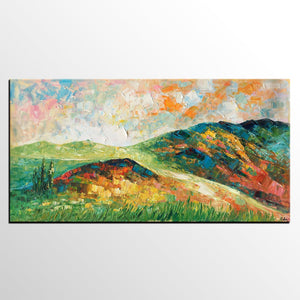 Mountain Landscape Painting, Landscape Painting, Custom Abstract Oil Painting, Bedroom Wall Art-HomePaintingDecor