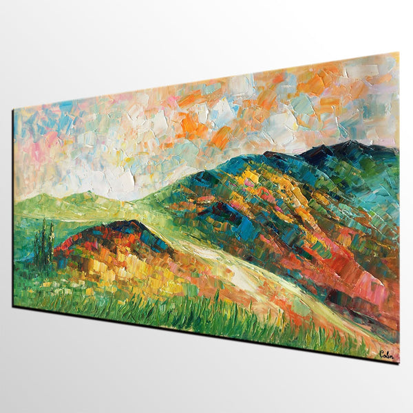 Mountain Landscape Painting, Landscape Painting, Custom Abstract Oil Painting, Bedroom Wall Art-HomePaintingDecor