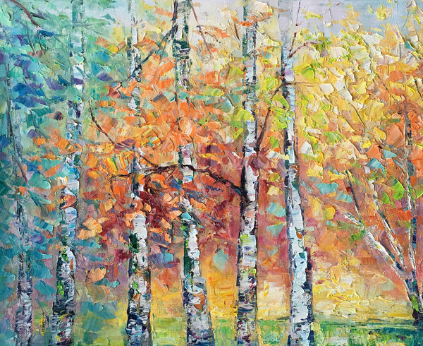 Landscape Canvas Painting, Autumn Tree Paintings, Abstract Landscape Paintings, Custom Original Canvas Painting-HomePaintingDecor