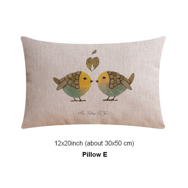 Love Birds Throw Pillows for Couch, Simple Decorative Pillow Covers, Decorative Sofa Pillows for Children's Room, Singing Birds Decorative Throw Pillows-HomePaintingDecor