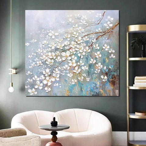Abstract Flower Painting, Extra Large Abstract Paintings on Canvas, Hand Painted Abstract Painting, Bedroom Wall Art Ideas, Heavy Texture Painting-HomePaintingDecor