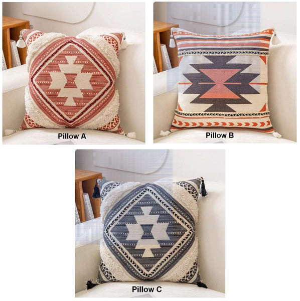 Bohemian Decorative Sofa Pillows, Geometric Modern Pillow Covers, Square Pillows for Couch, Oriental Decorative Throw Pillows for Living Room-HomePaintingDecor