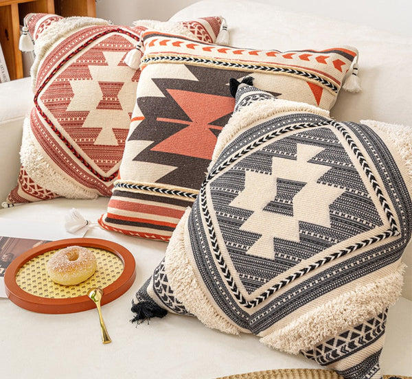 Bohemian Decorative Sofa Pillows, Geometric Modern Pillow Covers, Square Pillows for Couch, Oriental Decorative Throw Pillows for Living Room-HomePaintingDecor