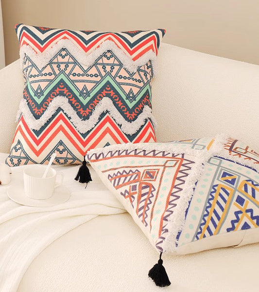 Square Pillows for Couch, Oriental Decorative Throw Pillows for Living Room, Geometric Modern Pillow Covers, Bohemian Decorative Sofa Pillows-HomePaintingDecor