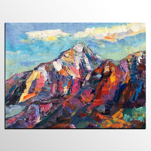 Abstract Mountain Painting, Landscape Wall Art Paintings, Custom Original Landscape Painting, Mountain Landscape Painting-HomePaintingDecor