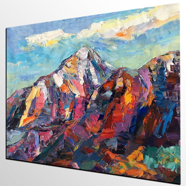 Abstract Mountain Painting, Landscape Wall Art Paintings, Custom Original Landscape Painting, Mountain Landscape Painting-HomePaintingDecor