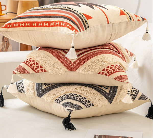 Bohemian Decorative Sofa Pillows, Geometric Modern Pillow Covers, Square Pillows for Couch, Oriental Decorative Throw Pillows for Living Room-HomePaintingDecor