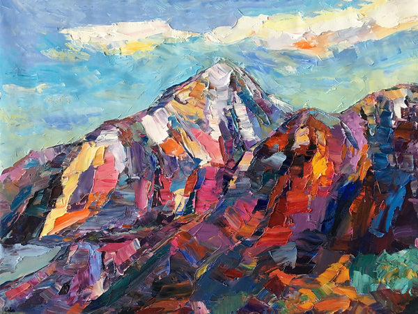 Abstract Mountain Painting, Landscape Wall Art Paintings, Custom Original Landscape Painting, Mountain Landscape Painting-HomePaintingDecor