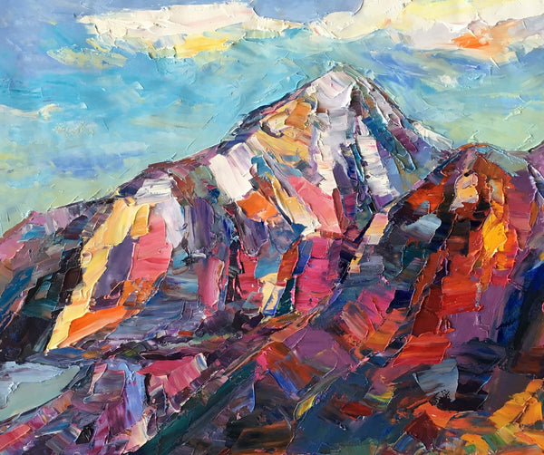 Abstract Mountain Painting, Landscape Wall Art Paintings, Custom Original Landscape Painting, Mountain Landscape Painting-HomePaintingDecor