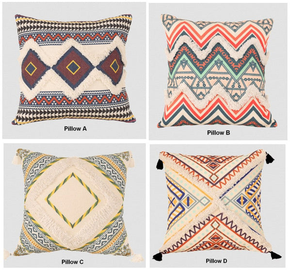 Square Pillows for Couch, Oriental Decorative Throw Pillows for Living Room, Geometric Modern Pillow Covers, Bohemian Decorative Sofa Pillows-HomePaintingDecor