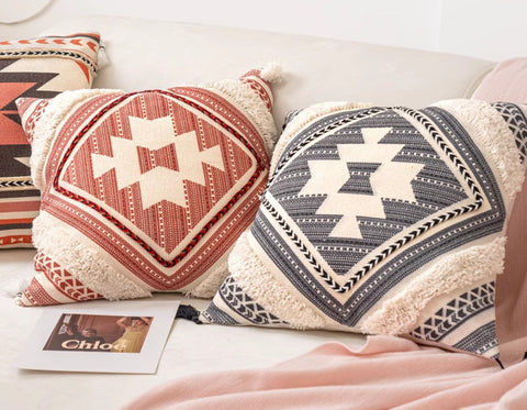 Bohemian Decorative Sofa Pillows, Geometric Modern Pillow Covers, Square Pillows for Couch, Oriental Decorative Throw Pillows for Living Room-HomePaintingDecor