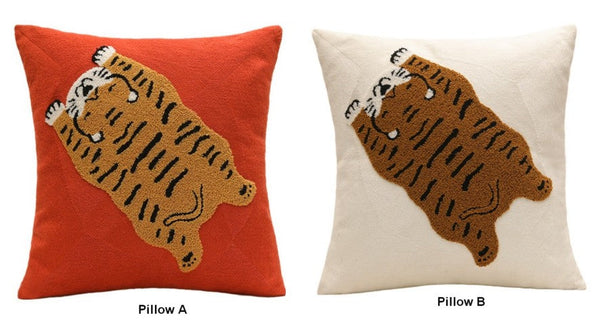 Contemporary Modern Sofa Pillow Covers, Square Modern Throw Pillows for Couch, Lovely Tiger Decorative Pillows for Children's Room, Decorative Pillows for Bedroom-HomePaintingDecor