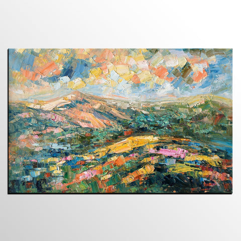 Landscape Oil Painting, Abstract Autumn Mountain Painting, Canvas Painting for Sale-HomePaintingDecor