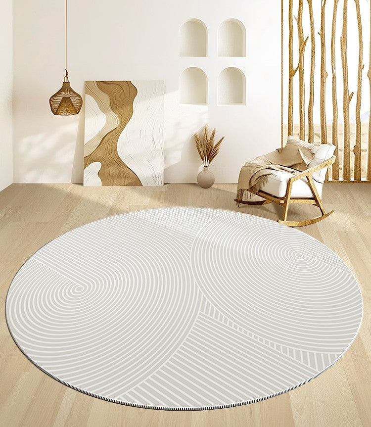 Abstract Contemporary Round Rugs for Dining Room, Geometric Modern Rug Ideas for Living Room, Soft Modern Rugs for Dining Room, Circular Modern Rugs for Bathroom-HomePaintingDecor