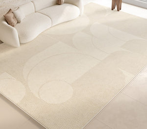 Abstract Contemporary Rugs for Bedroom, Modern Cream Color Rugs for Living Room, Modern Rugs under Sofa, Dining Room Floor Rugs, Modern Rugs for Office-HomePaintingDecor