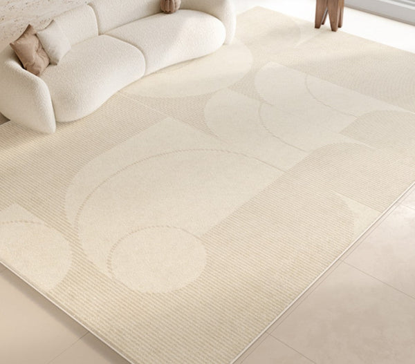 Modern Cream Color Rugs for Living Room, Modern Rugs under Sofa, Abstract Contemporary Rugs for Bedroom, Dining Room Floor Rugs, Modern Rugs for Office-HomePaintingDecor