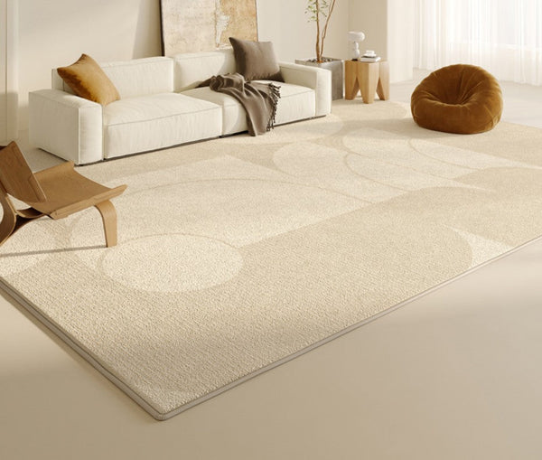 Modern Cream Color Rugs for Living Room, Modern Rugs under Sofa, Abstract Contemporary Rugs for Bedroom, Dining Room Floor Rugs, Modern Rugs for Office-HomePaintingDecor