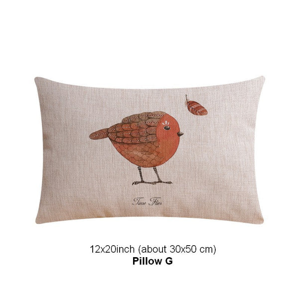 Decorative Sofa Pillows for Dining Room, Simple Decorative Pillow Covers, Love Birds Throw Pillows for Couch, Singing Birds Decorative Throw Pillows-HomePaintingDecor