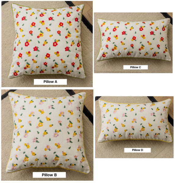 Spring Flower Decorative Pillows for Dining Room, Embroider Flower Cotton Pillow Covers, Decorative Pillows for Sofa, Farmhouse Decorative Pillows for Couch-HomePaintingDecor