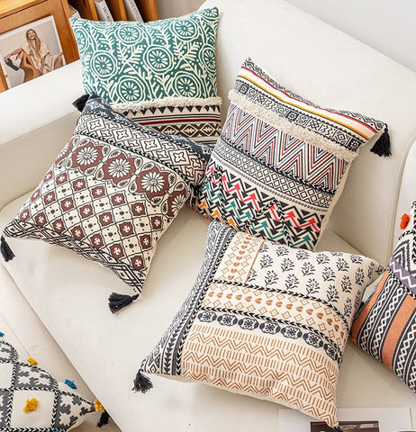 Geometric Modern Pillows, Decorative Throw Pillows for Living Room, Bohemian Decorative Sofa Pillows, Oriental Square Pillows for Couch-HomePaintingDecor