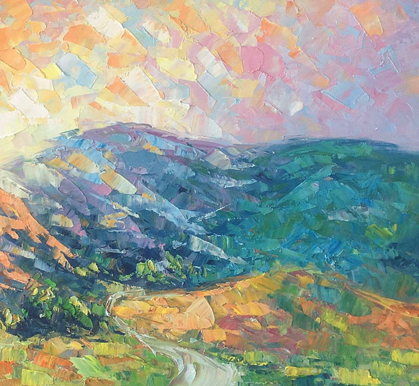 Mountain Landscape Painting, Spring Mountain Painting, Custom Canvas Painting for Sale, Original Paintings for Sale, Oil Painting on Canvas-HomePaintingDecor