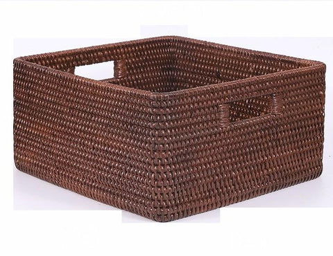 Storage Baskets for Clothes, Rectangular Storage Baskets, Large Brown Woven Storage Baskets, Storage Baskets for Shelves-HomePaintingDecor