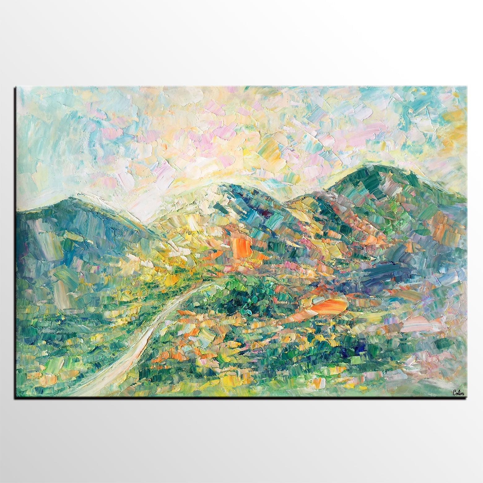 Abstract Oil Painting, Impasto Painting, Custom Landscape Painting, Mountain Landscape Painting-HomePaintingDecor