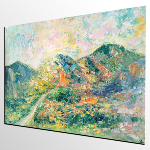 Abstract Oil Painting, Impasto Painting, Custom Landscape Painting, Mountain Landscape Painting-HomePaintingDecor