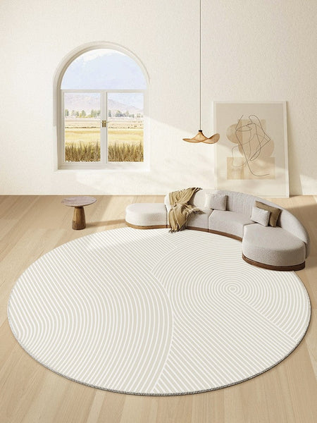 Soft Modern Rugs for Dining Room, Abstract Contemporary Round Rugs for Dining Room, Geometric Modern Rug Ideas for Living Room, Circular Modern Rugs for Bathroom-HomePaintingDecor