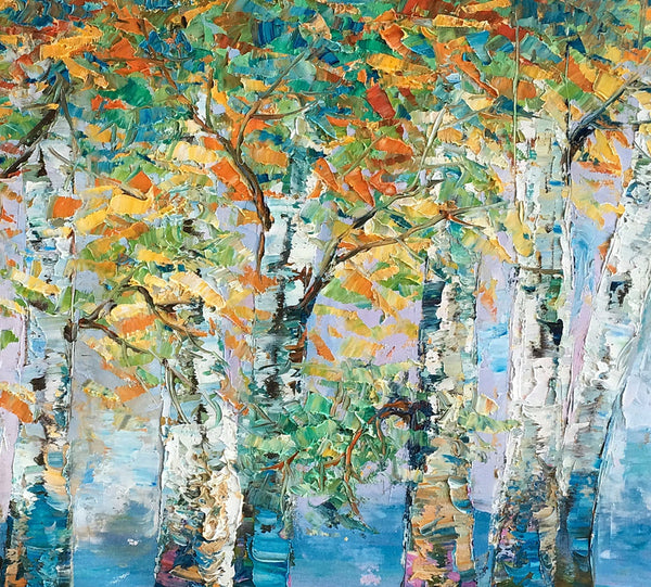 Birch Tree Paintings, Landscape Wall Art Paintings, Custom Canvas Painting for Bedroom, Original Canvas Painting-HomePaintingDecor