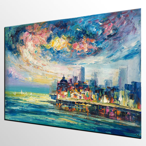 Original Landscape Paintings, Cityscape Painting, Custom Large Canvas Paintings, Modern Paintings on Canvas-HomePaintingDecor