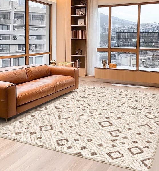 Geometric Modern Rugs for Dining Room, Contemporary Area Rugs for Bedroom, Dining Room Floor Carpets, Mid Century Modern Living Room Rugs-HomePaintingDecor