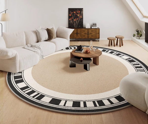 Modern Rug Ideas for Living Room, Contemporary Round Rugs, Bedroom Modern Round Rugs, Circular Modern Rugs under Dining Room Table-HomePaintingDecor