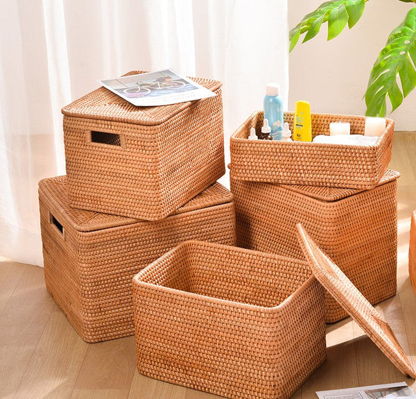 Storage Baskets for Toys, Rectangular Storage Basket for Shelves, Storage Basket with Lid, Storage Baskets for Bathroom, Storage Baskets for Clothes-HomePaintingDecor