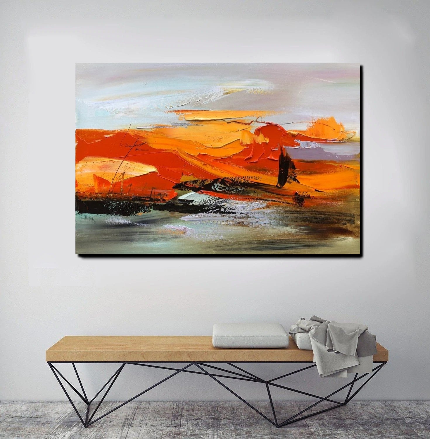 Large Painting for Living Room, Acrylic Paintings on Canvas, Large Paintings Behind Sofa, Heavy Texture Painting, Buy Paintings Online-HomePaintingDecor