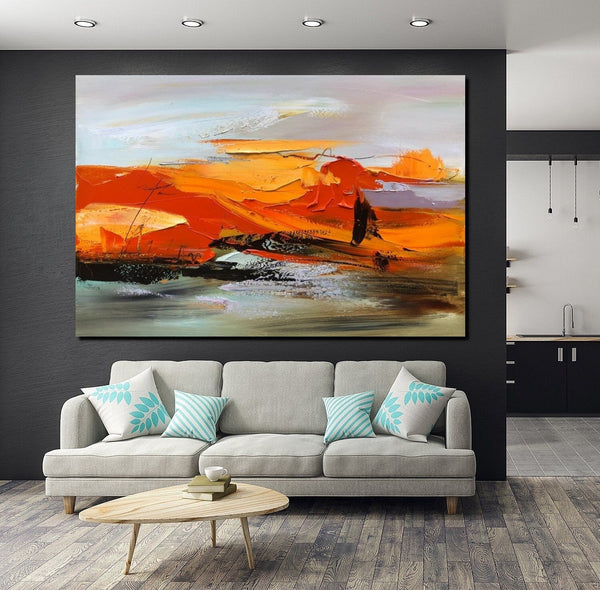 Large Painting for Living Room, Acrylic Paintings on Canvas, Large Paintings Behind Sofa, Heavy Texture Painting, Buy Paintings Online-HomePaintingDecor