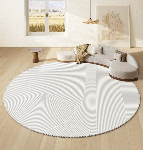 Unique Round Rugs under Coffee Table, Large Modern Round Rugs for Dining Room, Circular Modern Rugs for Bedroom, Contemporary Modern Rug Ideas for Living Room-HomePaintingDecor