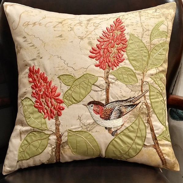 Decorative Throw Pillows for Couch, Bird Pillows, Pillows for Farmhouse, Sofa Throw Pillows, Embroidery Throw Pillows, Rustic Pillows-HomePaintingDecor