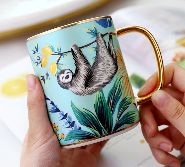 Creative Porcelain Cups, Large Ceramic Mugs for Office, Large Capacity Jungle Animal Porcelain Mugs, Unique Ceramic Mugs in Gift Box-HomePaintingDecor