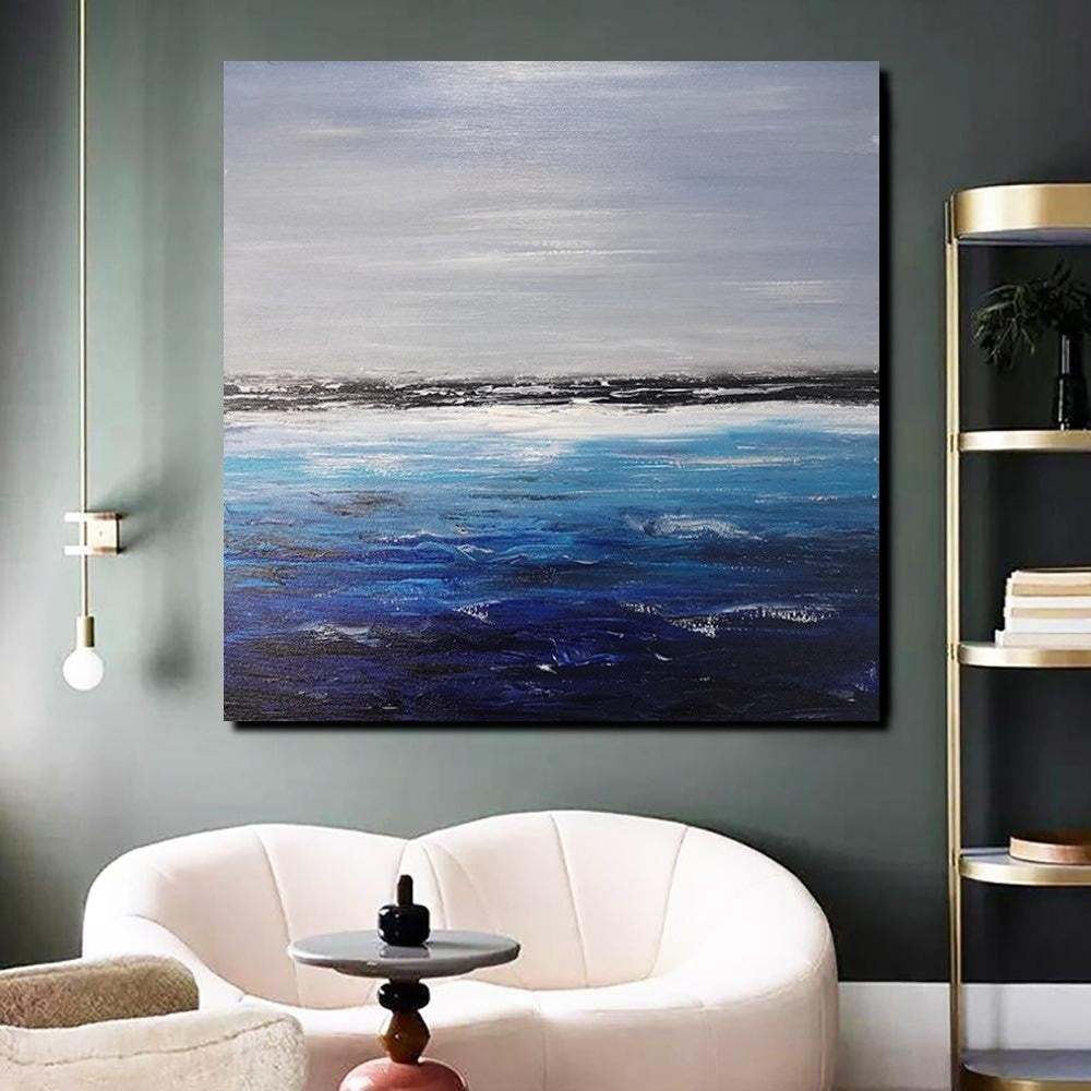 Large Paintings for Dining Room, Bedroom Wall Painting, Original Landscape Paintings, Simple Acrylic Paintings, Seascape Canvas Paintings-HomePaintingDecor