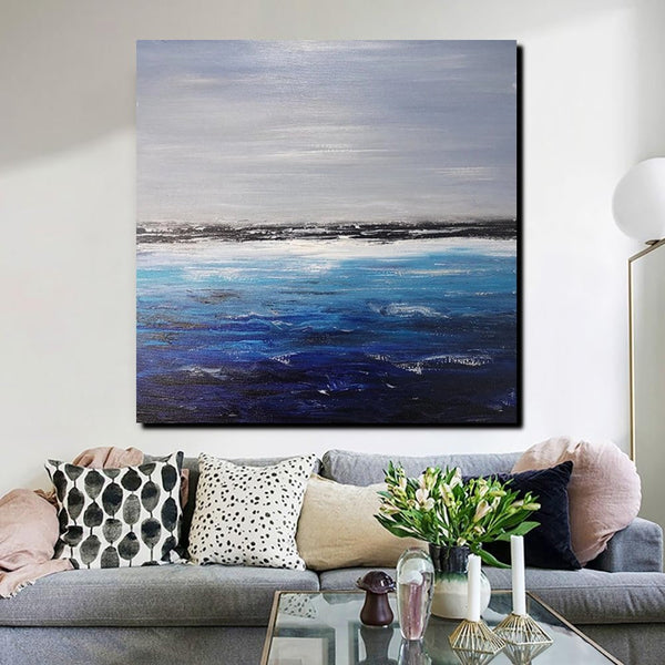 Large Paintings for Dining Room, Bedroom Wall Painting, Original Landscape Paintings, Simple Acrylic Paintings, Seascape Canvas Paintings-HomePaintingDecor