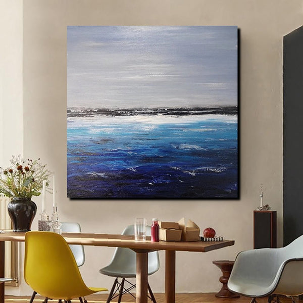 Large Paintings for Dining Room, Bedroom Wall Painting, Original Landscape Paintings, Simple Acrylic Paintings, Seascape Canvas Paintings-HomePaintingDecor