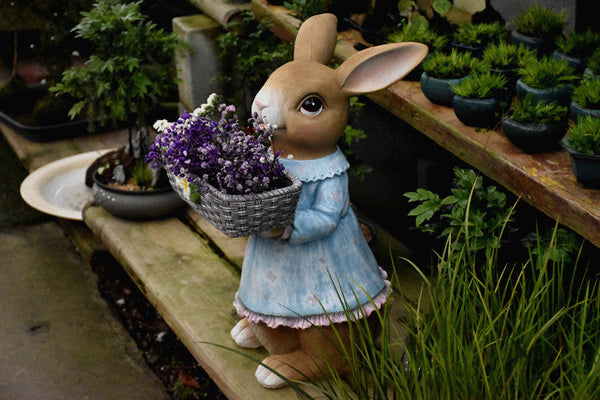 Garden Ornaments, Large Rabbit Statues for Garden, Bunny Flowerpot, Villa Outdoor Gardening Ideas, Modern Animal Garden Sculptures-HomePaintingDecor