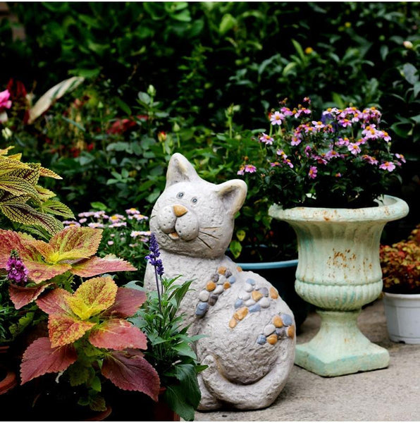 Large Lovely Cat Statue for Garden Courtyard Ornament, Animal Statue, Villa Outdoor Decor Gardening Ideas-HomePaintingDecor