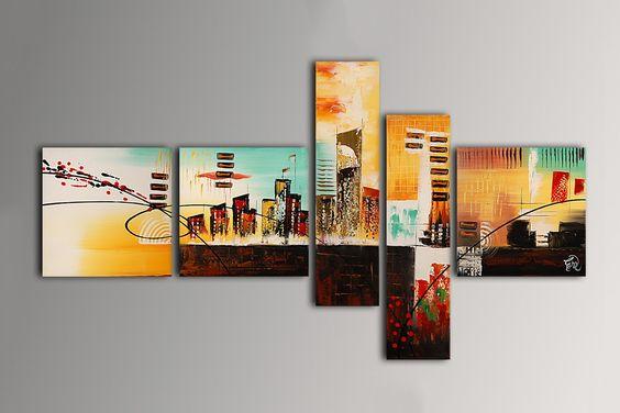 Cityscape Painting, Living Room Wall Art, Modern Paintings, Contempora ...