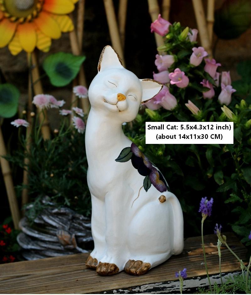 Lovely Cat Statues, Sitting Cats Resin Statue for Garden Ornament, Villa Outdoor Decor Gardening Ideas, Garden Courtyard Decoration, House Warming Gift-HomePaintingDecor