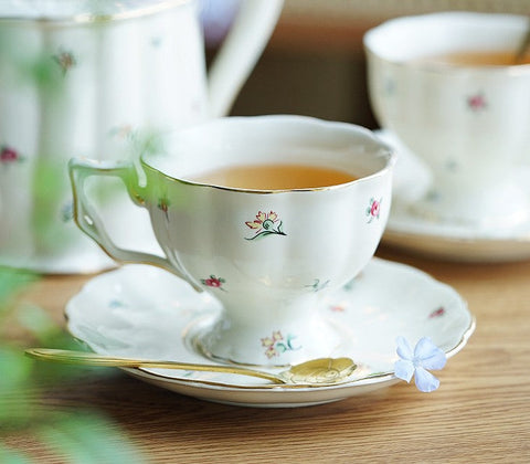 Bone China Porcelain Tea Cup Set, Beautiful British Tea Cups, Traditional English Tea Cups and Saucers, Unique Ceramic Coffee Cups-HomePaintingDecor