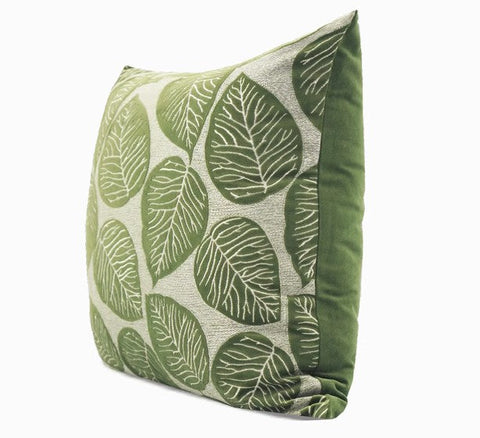 Contemporary Modern Sofa Pillows, Green Leaves Square Modern Throw Pillows for Couch, Simple Decorative Throw Pillows, Large Throw Pillow for Interior Design-HomePaintingDecor