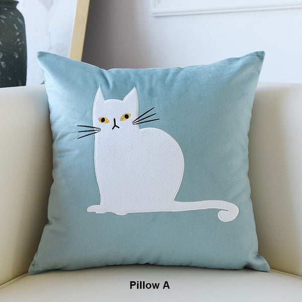 Modern Decorative Throw Pillows, Lovely Cat Pillow Covers for Kid's Room, Modern Sofa Decorative Pillows, Cat Decorative Throw Pillows for Couch-HomePaintingDecor