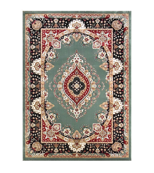 Large Oriental Floor Carpets under Dining Room Table, Luxury Thick and Soft Green Rugs for Living Room, Large Royal Flower Pattern Floor Rugs in Bedroom-HomePaintingDecor